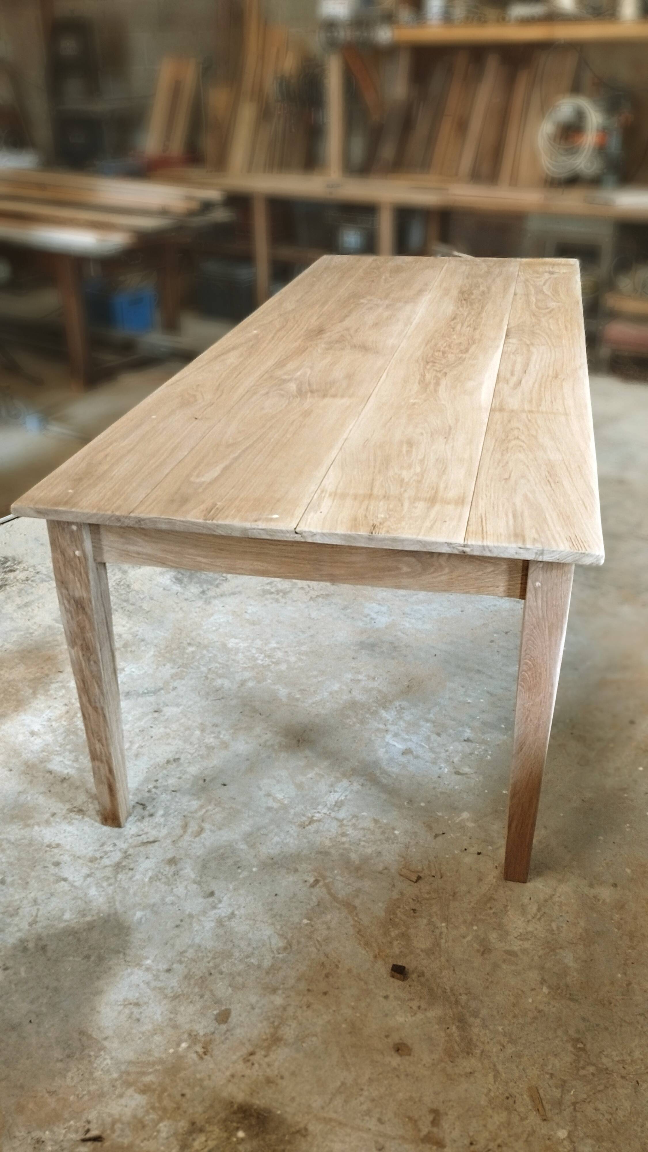 Large solid oak farmhouse table with two drawers 260 cm x 100 cm