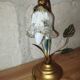 Lampe fleur vintage en laiton et verre