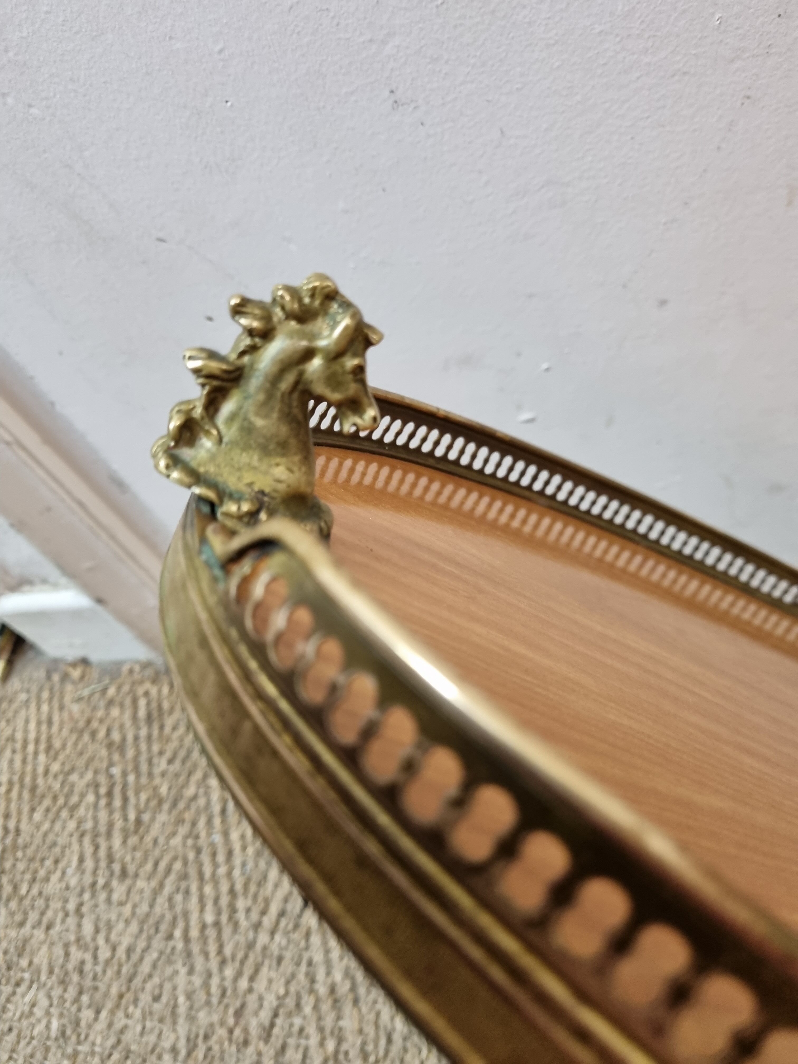 Brass horse service tray 1970