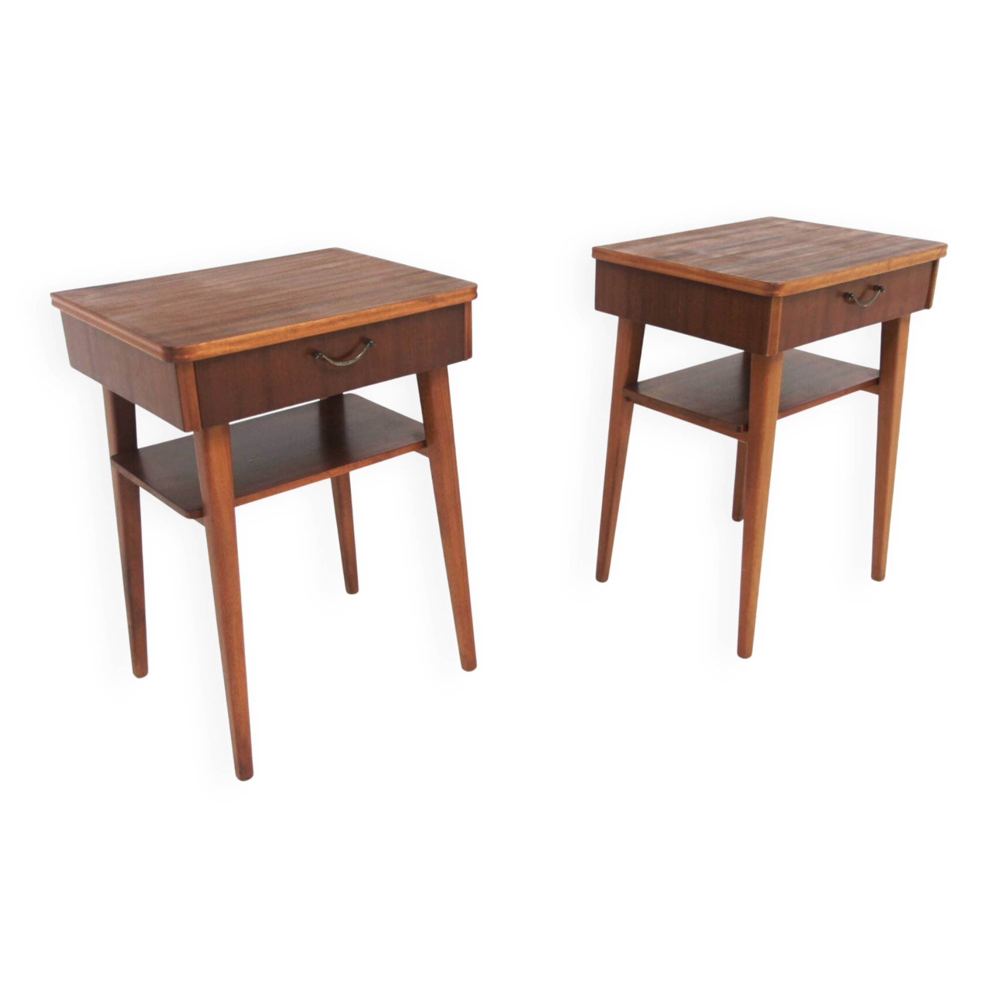 Set of 2 mahogany bedside tables, Sweden, 1950