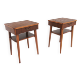 Set of 2 mahogany bedside tables, Sweden, 1950