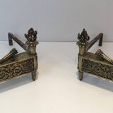 Pair of Empire period bronze andirons