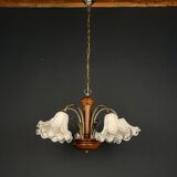 Vintage Murano glass chandelier and wood, Italy, 1970s