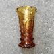 Art Deco Iridescent Amber Glass Vase with Floral Motif - Amber Yellow Glass Vase