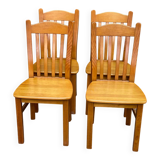 4 chaises scandinaves en bois massif 1970
