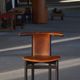Hans Olsen, set of 4 Frederik VII dining chairs, Oak and leather, mid-20th century.