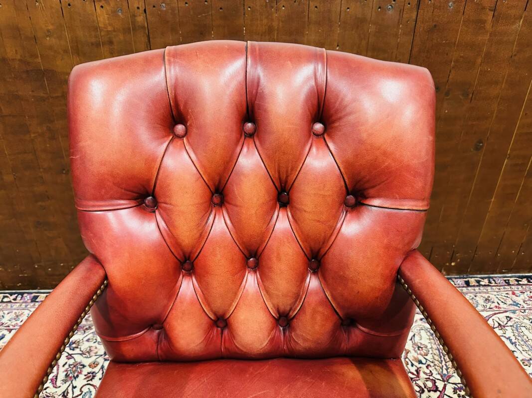 Classic English Red Chesterfield Desk Chair