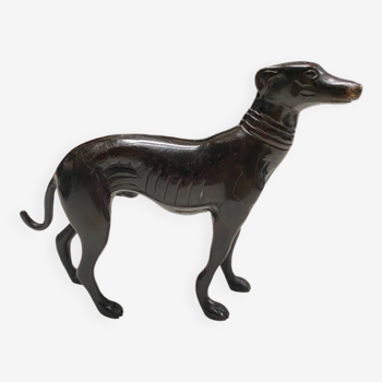 Statue ancienne chien lévrier en bronze