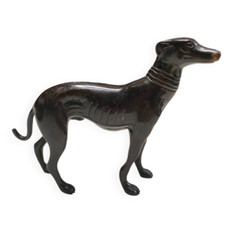 Statue ancienne chien lévrier en bronze