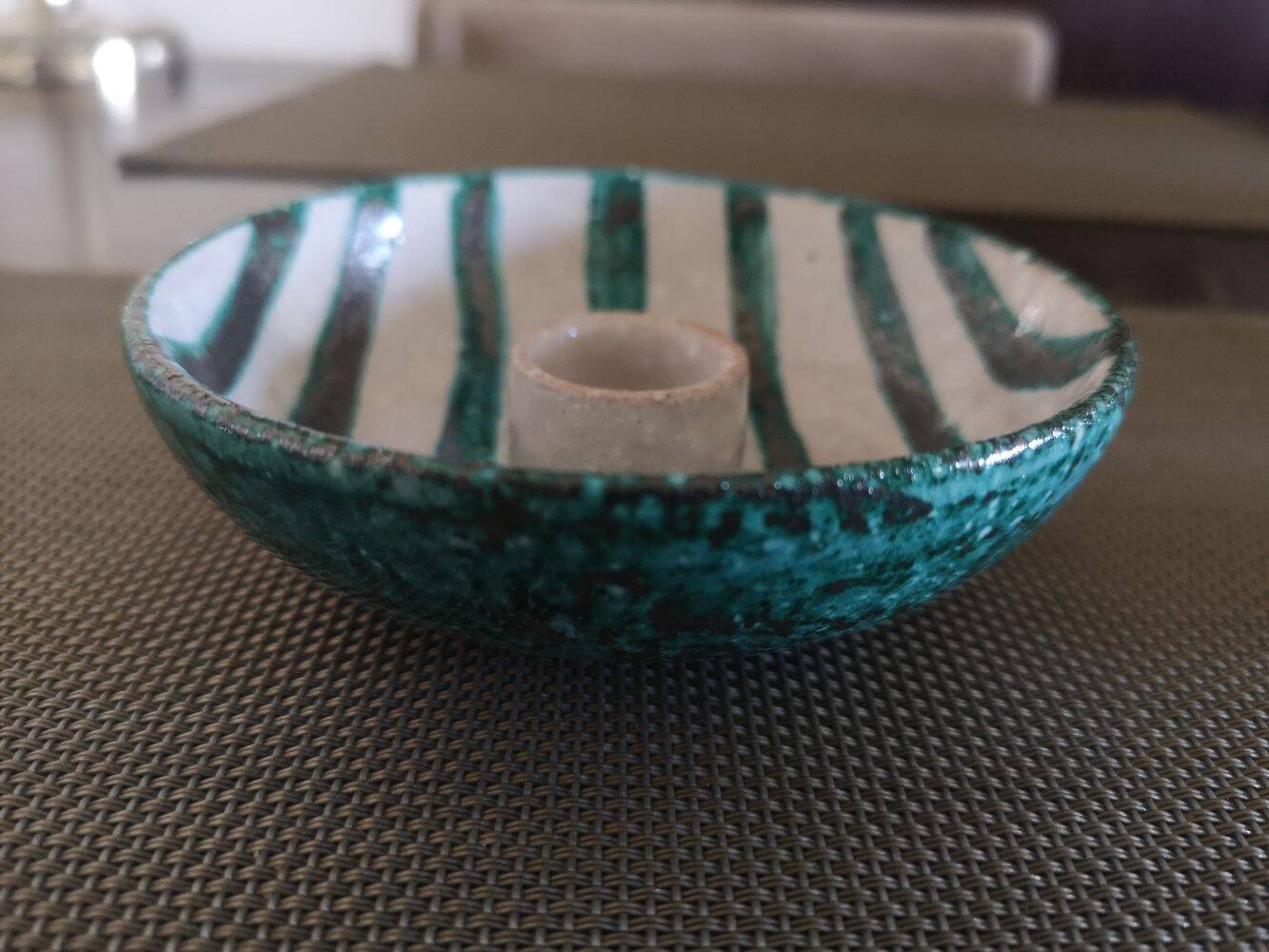 Italian glazed ceramic candle holder Baldelli 1950s 1960s