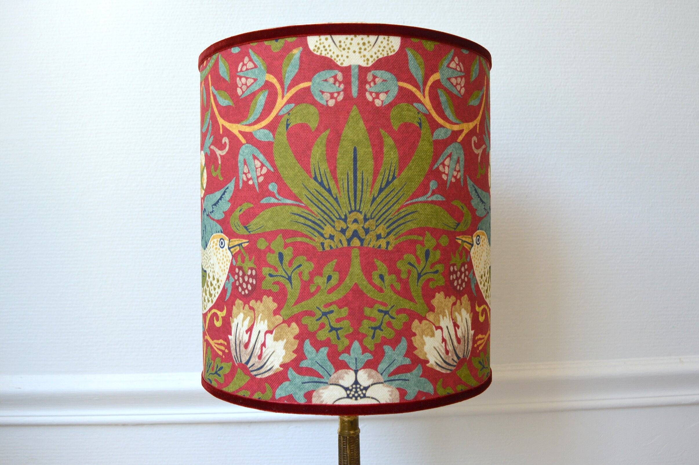 Bird and flower lampshade, William Morris style