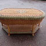 Table basse - Osier - Rotin - vert rouge brun