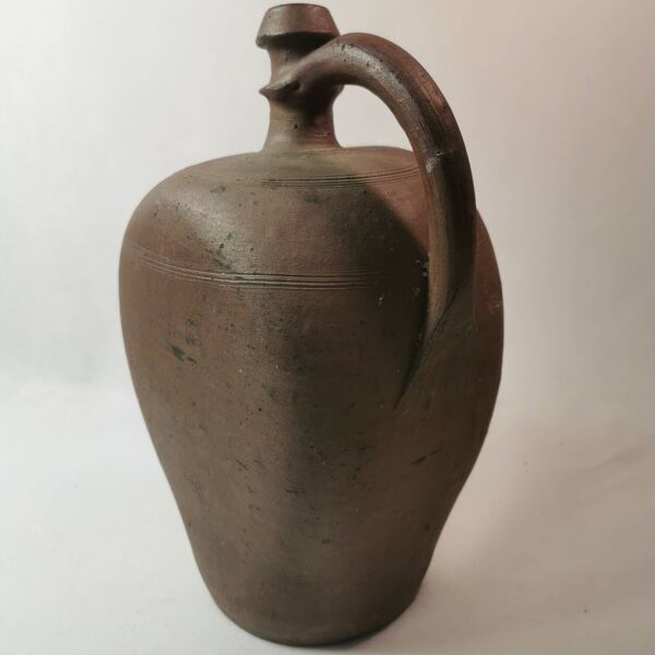 Cruchon normand bouteille à anse ancienne en grès