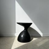 Solid wood (monoxyl) side table, organic shape, black color