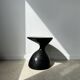 Solid wood (monoxyl) side table, organic shape, black color