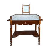 Table de toilette coiffeuse en noyer et marbre, fin XIXe