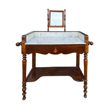 Dressing table in walnut and marble, late 19th century.