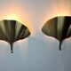 Pair of ginkgo wall lamps, gilded metal, Italy, 1970