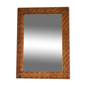 miroir cadre rotin tressé