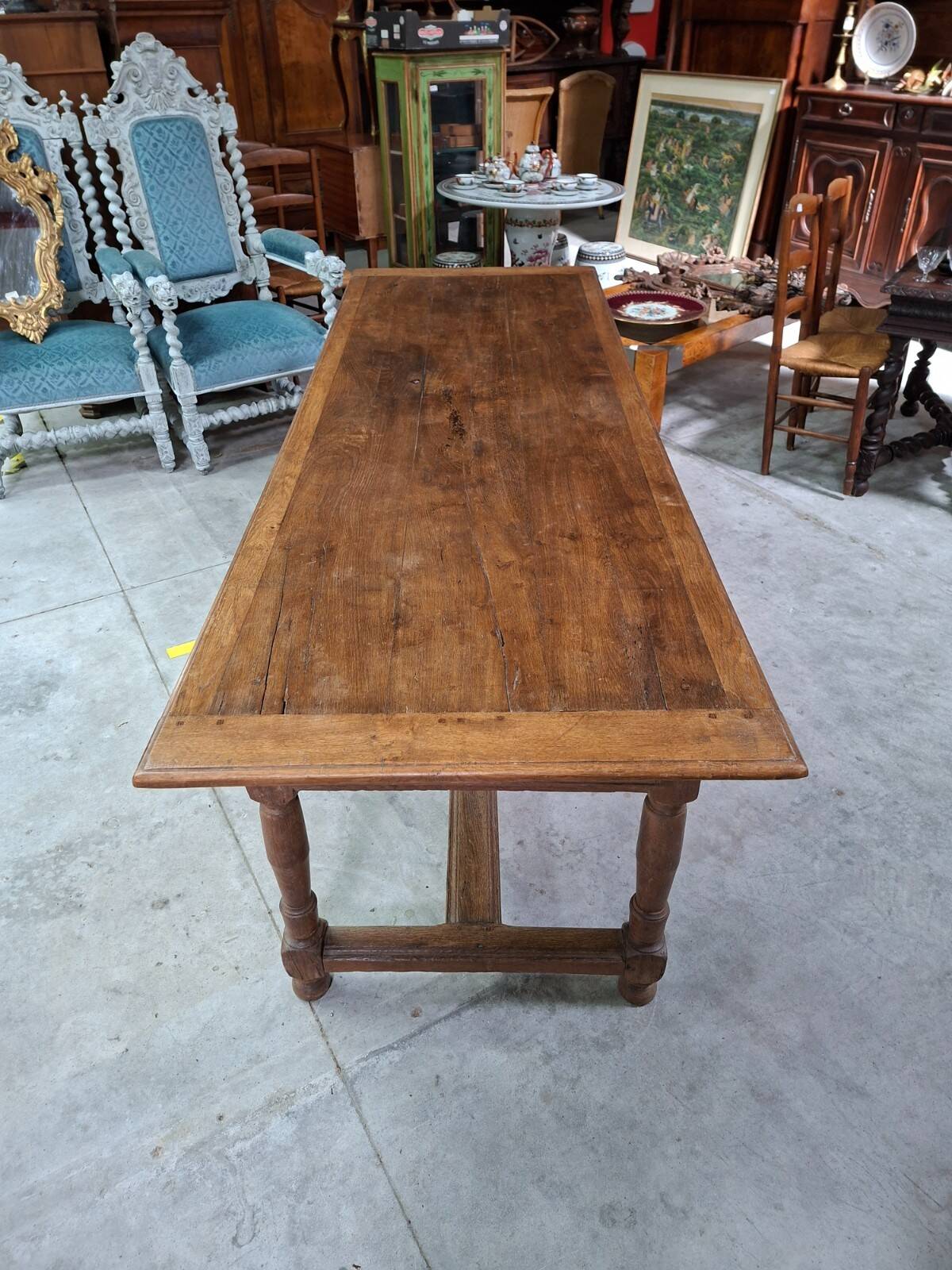 Grande table de ferme en chêne – XIXe siècle – 235 cm