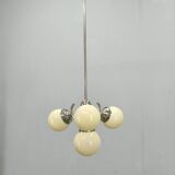 Bauhaus Globe Chandelier Czechoslovakia 1930s Chrome Pendant