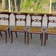 4 Regency chairs in solid wood and mustard yellow velvet fabric from the 19th century.