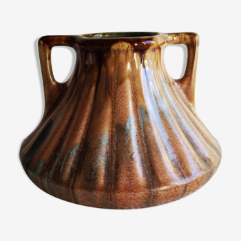 Polychrome glazed stoneware vase