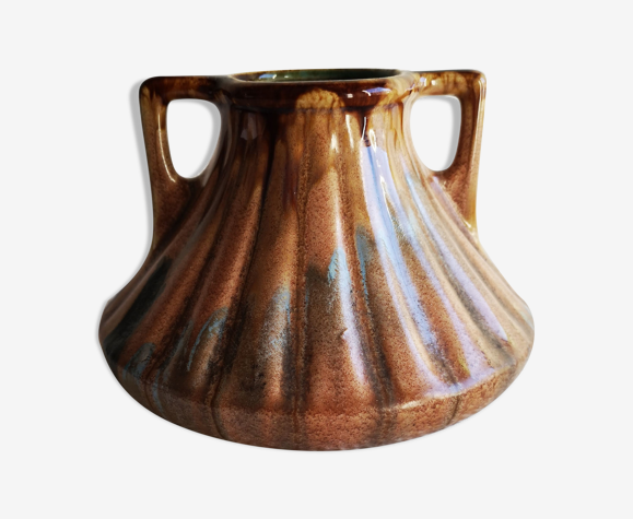 Vase en grès vernissé polychrome