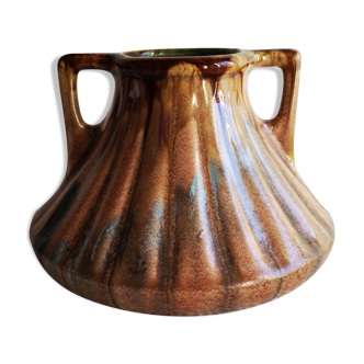 Polychrome glazed stoneware vase