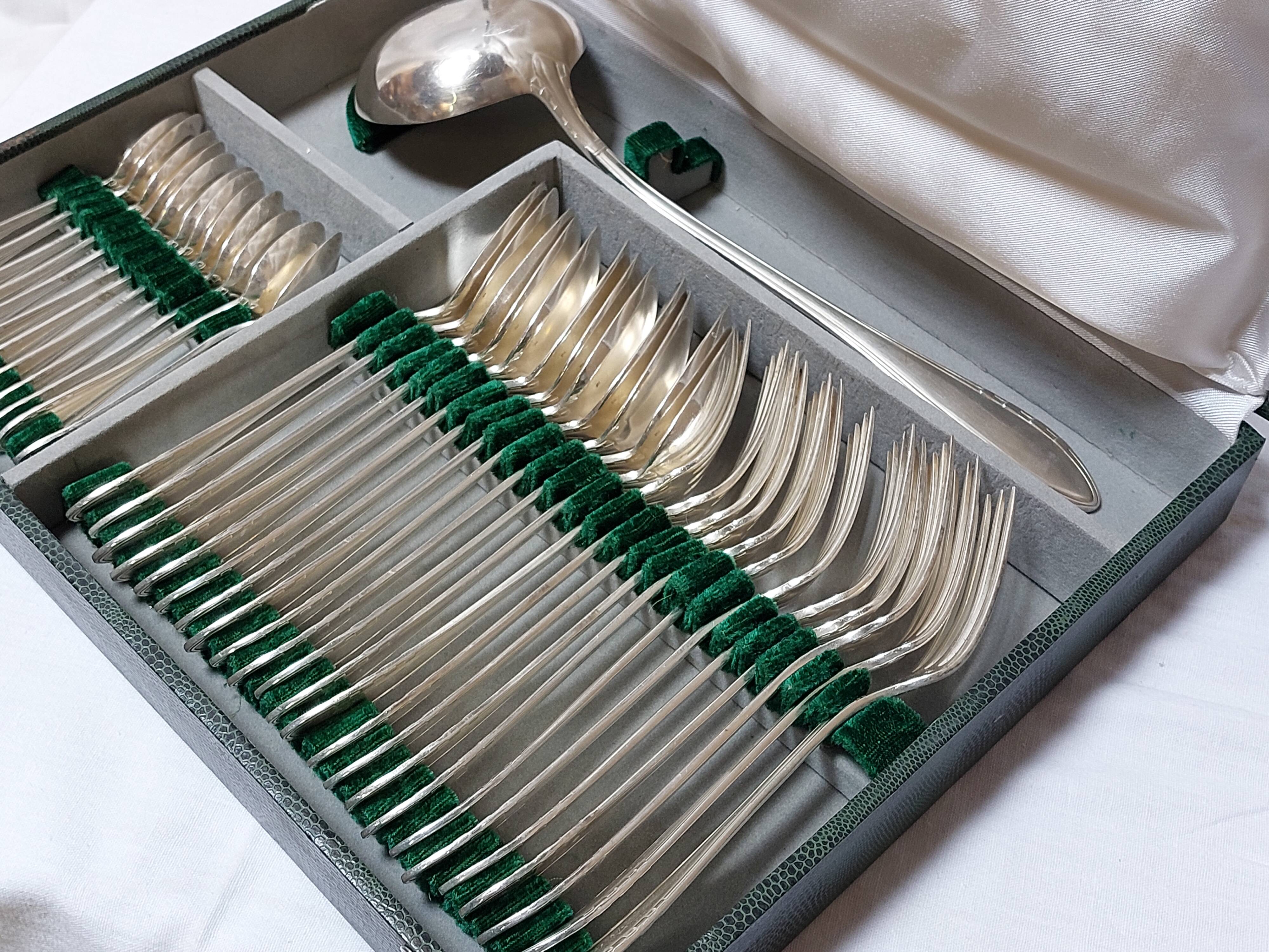 37-piece silver-plated metal cutlery set Art Deco