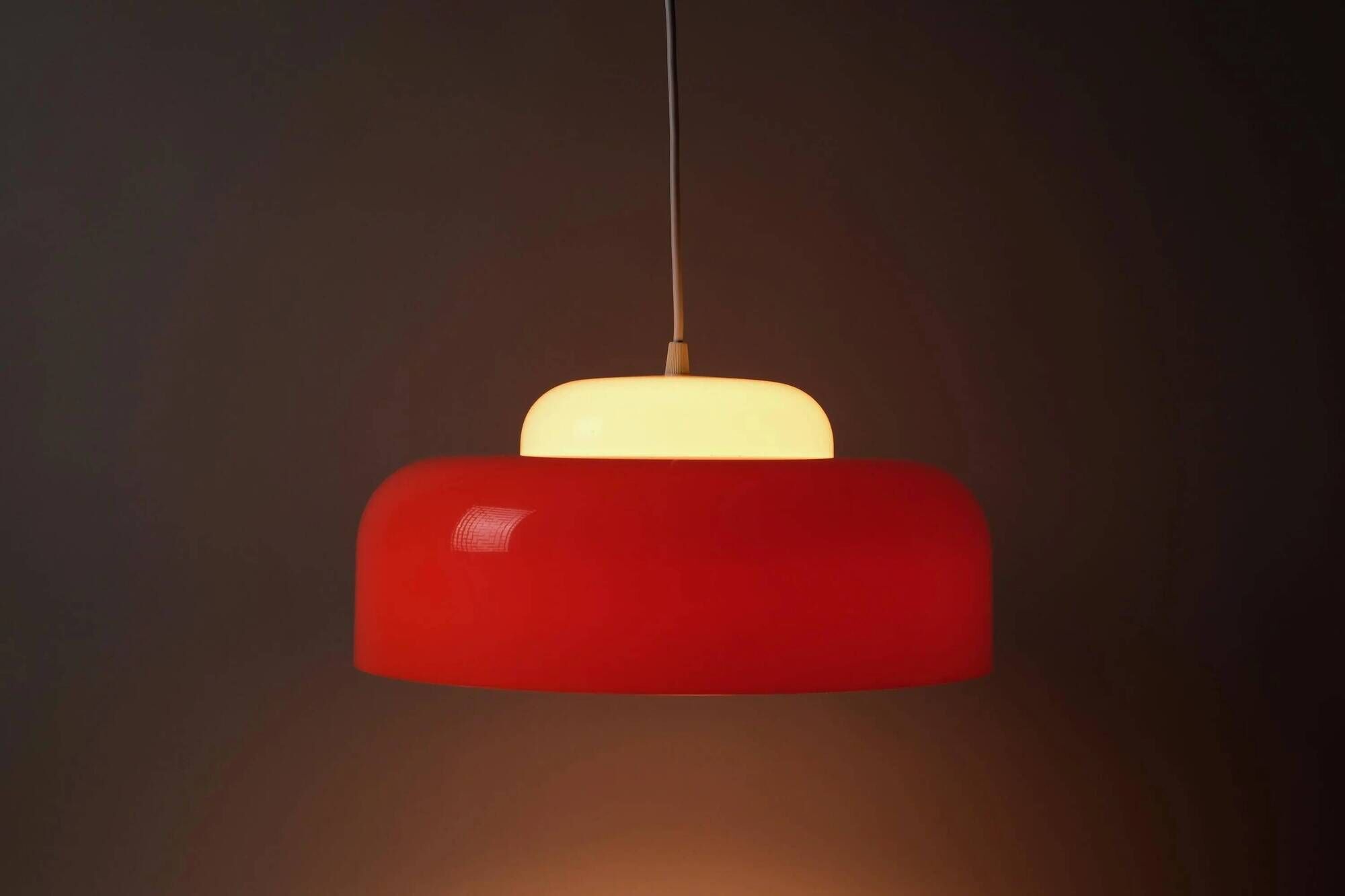Fagerhults Belysning Pendant Lamp, Orange & White Acrylic, 1960s Space Age Design, Sweden