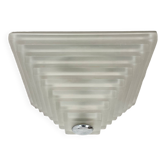Cubic satin white glass wall light by glashütte limburg attrib., germany 1980s