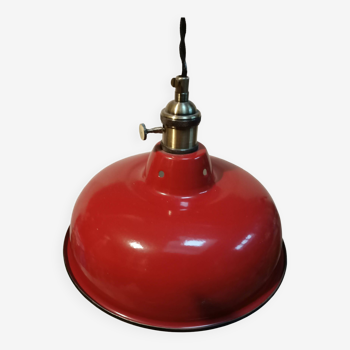 Vintage pendant light in red enameled sheet metal