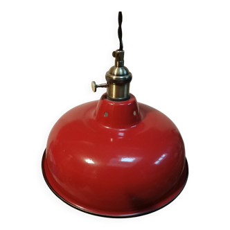 Vintage pendant light in red enameled sheet metal