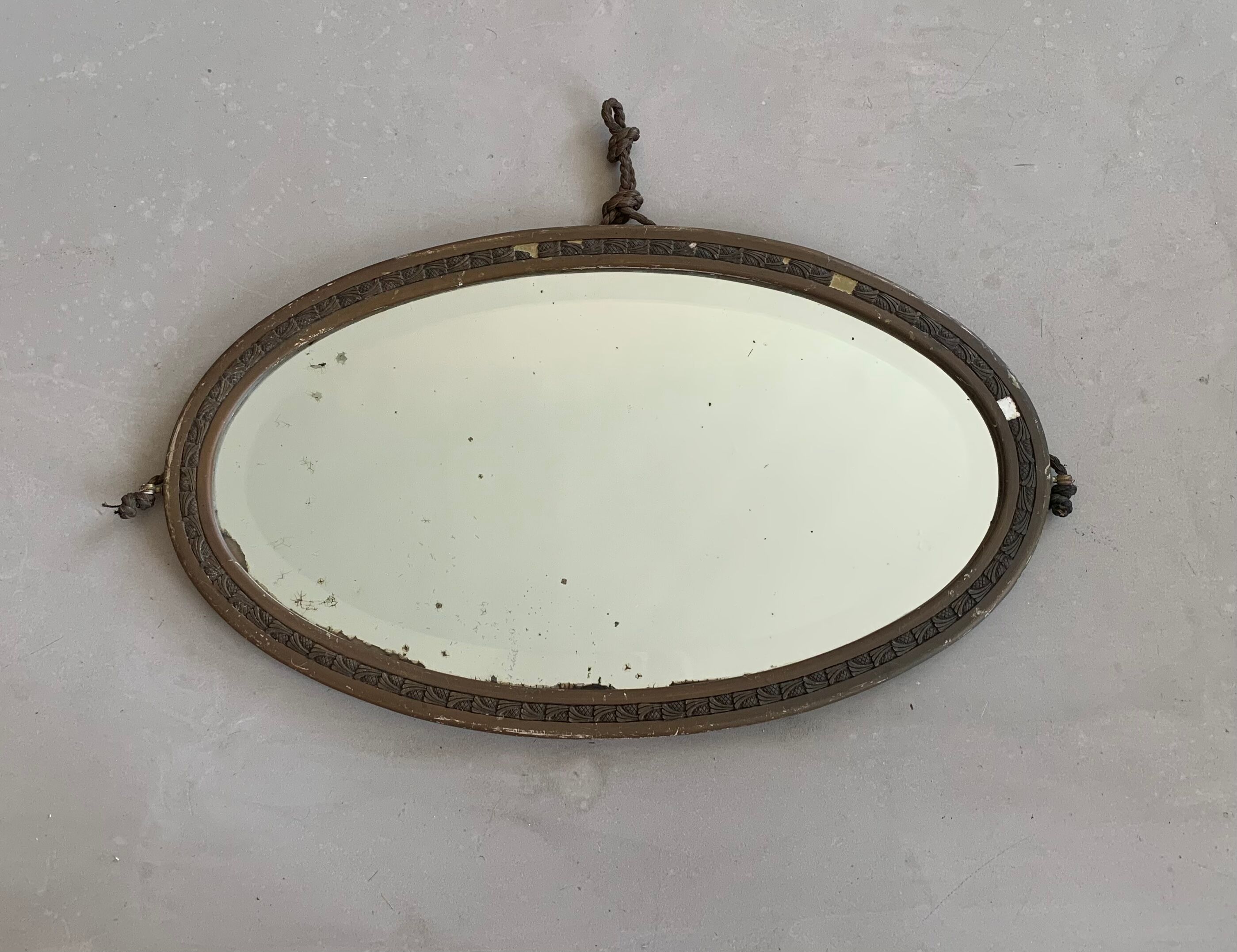 Antique beveled oval mirror 65cm