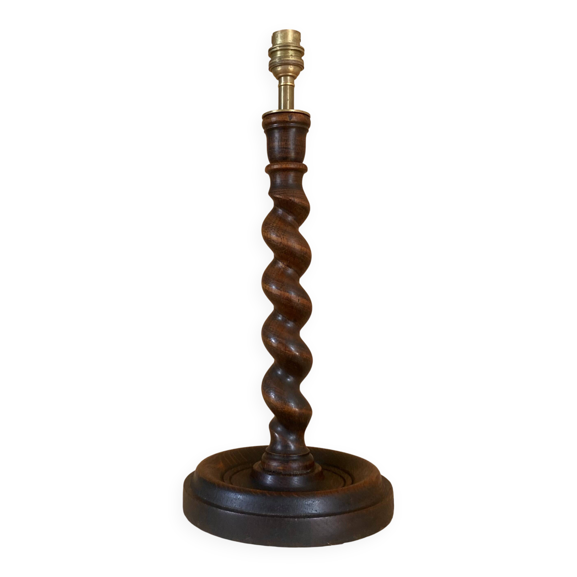 Wooden lamp base, 2-metre fabric cable.