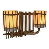 Double vintage wall light in rattan, France, 1950.