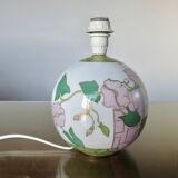 Ceramic ball lamp, with floral decoration, 70s, signed