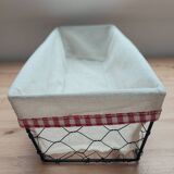 Bread basket in metal and fabric - 43 x 13 x 8 cm