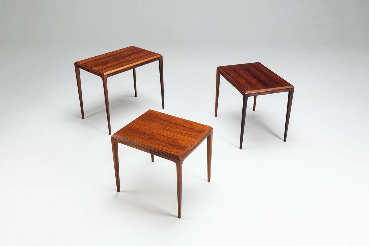 Johannes Andersen set of nesting tables in rosewood Silkeborg Denmark 1960