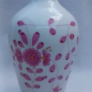 Vintage porcelain vase with Indian painting in purple by Meissen, 1980