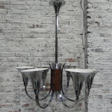 Art Deco hanging lamp with 6 chromed vials