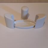 Set salt shaker, pepper tree and covered ceramic pot on small tray
