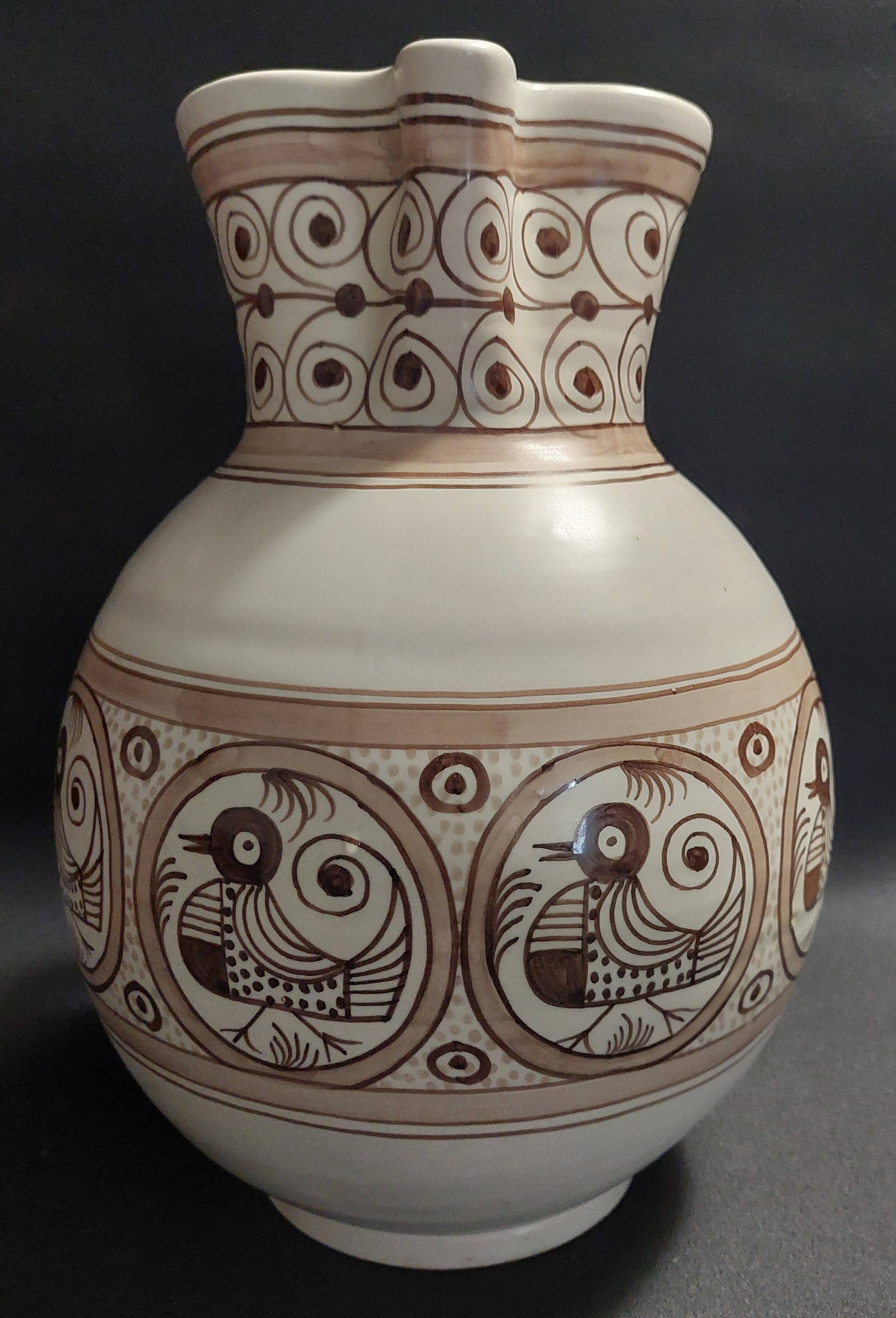 Vintage Talavera ceramic pitcher vase jug 20th century