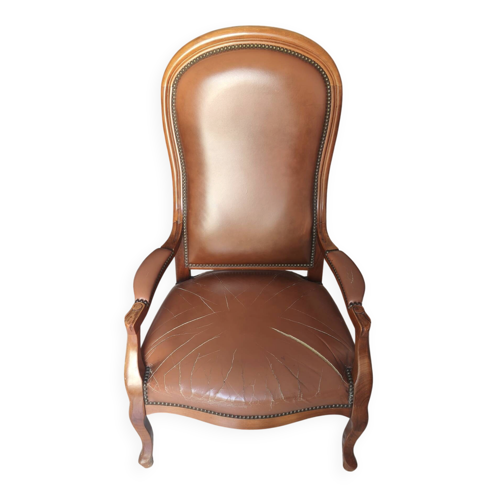 Leather armchair signed