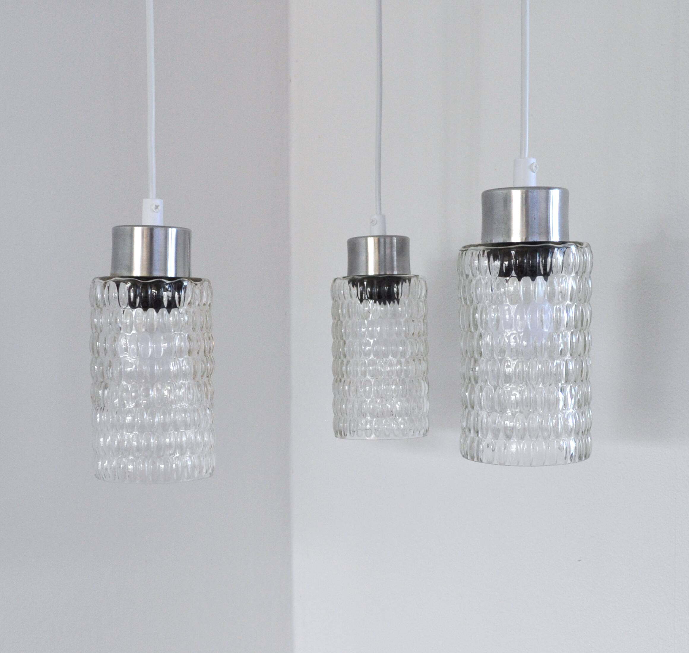 Danish Mid-Century Teak and Glass Ceiling Lamp, 1960s