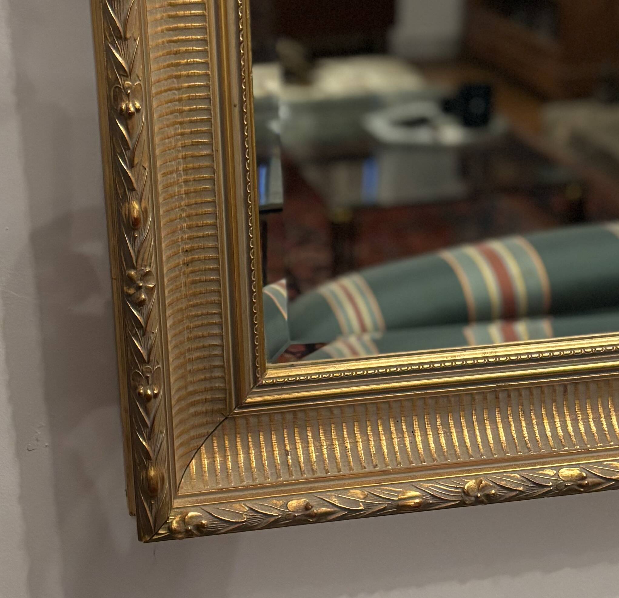 Large vintage gold rectangular mirror; highly sought after by decorators.