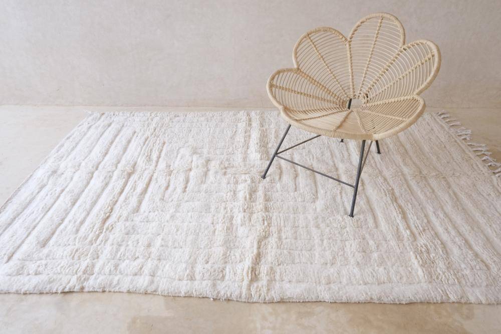 Tapis Blanc Beni Ouarain - 290 x 190 cm