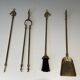 Neoclassical Brass Fire Tool Set with Horse Head Handles, in the