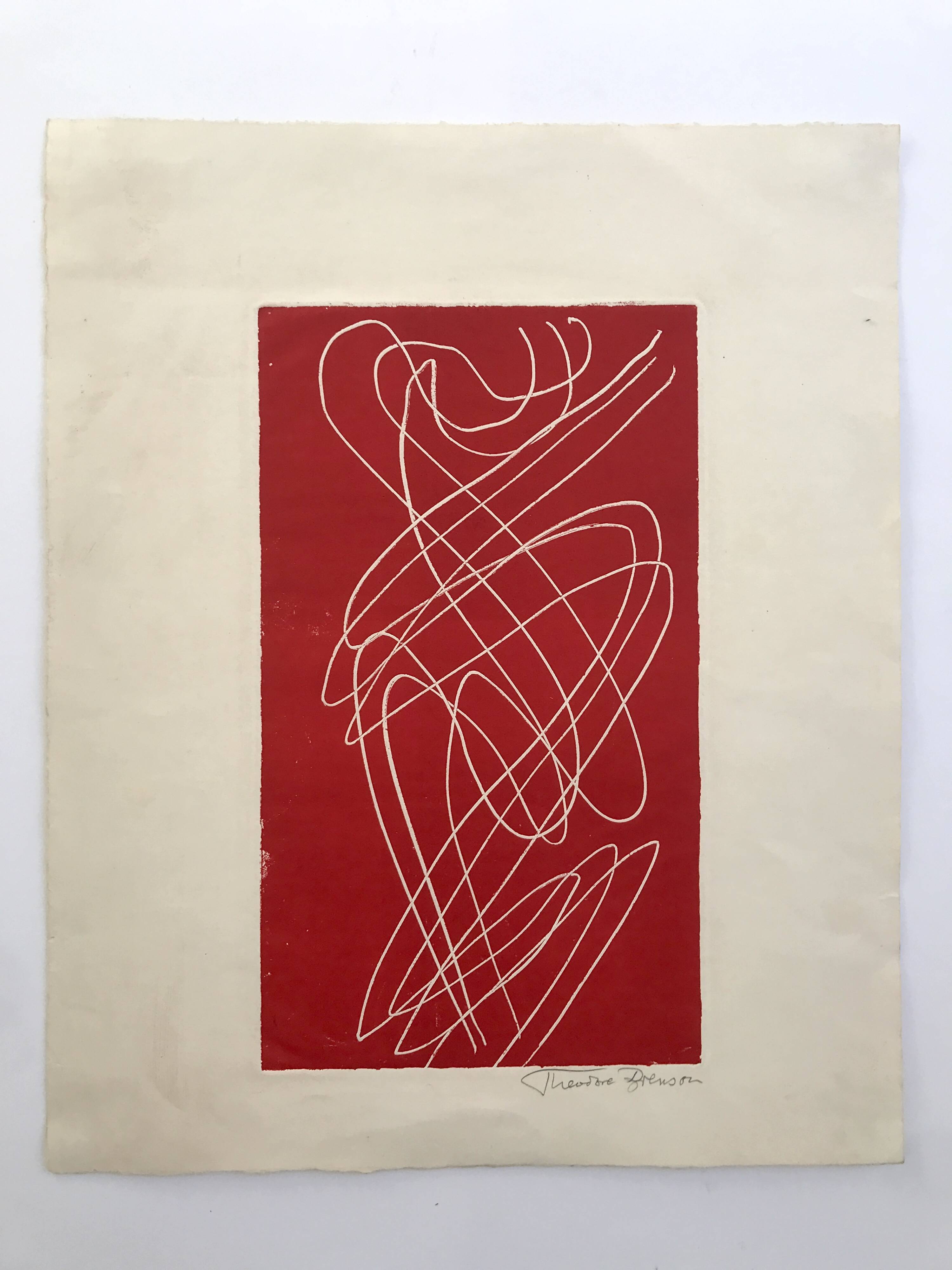 Theodore brenson, untitled, c. 1950. original engraving signed in pencil.